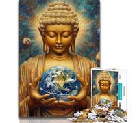 Jigsaws 1000 Pieces for Adults Buddha Holding The Earth,Stress Reliever Difficult Challenge Every Piece Is Unique - Challenging Family Fun Game (38x26cm)