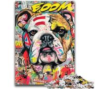 Jigsaws 1000 Pieces for Adults Bulldog Doodle Puzzles,Toys Educational Games Stress Relieving Unique Birthday And Gifts (38x26cm)