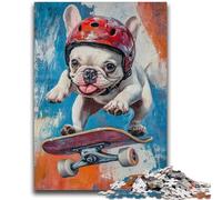Jigsaws 1000 Pieces for Adults Bulldog Skateboarding Teenager Puzzles,is Ideal As Gifts for The Whole Family Suitable for And 14 (26x38cm)