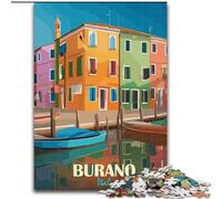 Jigsaws 1000 Pieces for Adults Burano Italy Family Game Stress Reliever Difficult Challenge Artists Collection, Fine Art (38x26cm) 1000pcs