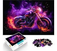 Jigsaws 1000 Pieces for Adults Burning Flames Motorcycle Made of cardboard Suitable for people aged 14 and above Play toys because it is ideal as a gift for the whole family。size:26x38cm