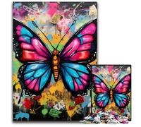 Jigsaws 1000 Pieces for Adults Butterfly Art Graffiti Puzzles for Adults Fun at Home Activities, Birthday Present, Travel Gifts 26X38CM/10.23x14.96inch