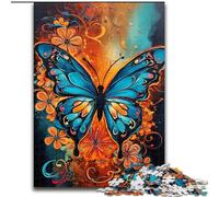 Jigsaws 1000 Pieces for Adults Butterfly with Flower Art Made of Wood, Unique DIY Home Decor Gift Idea 50x75cm Adult & Family Activity, DIY Home Decor Gift
