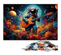 Jigsaws 1000 Pieces for Adults by Colorful Astronaut Playing Guitar Puzzle for Adults Wood Puzzle Educational Game 1000pcs(75x50cm)
