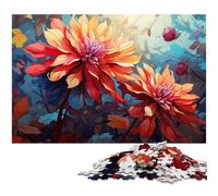 Jigsaws 1000 Pieces for Adults by Colorful Illustration of Autumn Leaves Aster Puzzle for Adults Wood Puzzle Educational Game 1000 PCS(75x50cm)