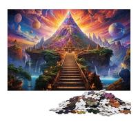 Jigsaws 1000 Pieces for Adults by Colorful Psychedelia Leading to The Pyramid Puzzle for Adults Paper Puzzle Educational Game 1000 PCS(38x26cm)