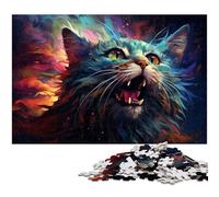 Jigsaws 1000 Pieces for Adults by Colorful Psychedelic Maine Coon Cat Puzzle for Adults Wood Puzzle Educational Game 1000 PCS(75x50cm)