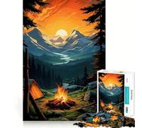 Jigsaws 1000 Pieces for Adults Camping in A Pine Forest Flawless Fit Art Mind Game Gift Slow Game Play Christmas Wall Art (38x26cm)