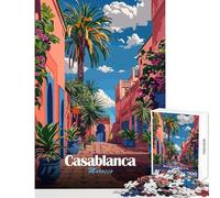 Jigsaws 1000 Pieces for Adults Casablanca, Morocco Travel Poster Shared Joyful Family Experience Wonderful Christmas Surprise Gifts (38x52cm)
