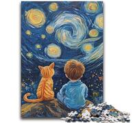 Jigsaws 1000 Pieces for Adults Cat And Little Boy Learning Educational Toys Family Games Gifts for Friends And Family 50x75cm