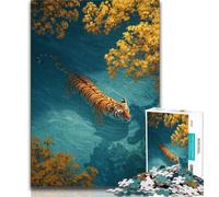 Jigsaws 1000 Pieces for Adults Cat And Tiger in Water,Help The Brain Exercise Addictive Toys to Cultivate Patience Perfect Decoration (75x50cm)