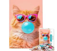 Jigsaws 1000 Pieces for Adults Cat Bubble Gum Addictive Toys to Cultivate Patience Brain Teaser Game For Family Fun Gifts for Women Men (Size 75x50cm)