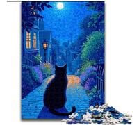 Jigsaws 1000 Pieces for Adults Cat on The Road at Night Educational Games Home Decoration for Is Ideal As A Gift for The Whole Family (size 50x75cm)