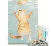 Jigsaws 1000 Pieces for Adults Cat Swimming Underwater Illustration Clean Fit Decor Brain Exercise Toy Cozy Time Play Birthday Fun Play (38x26cm)