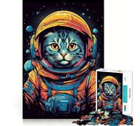 Jigsaws 1000 Pieces for Adults Cat The Astronaut Clean Fit Decor Brain Exercise Toy Cozy Time Play Birthday Fun Play (50x75cm)