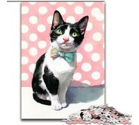 Jigsaws 1000 Pieces for Adults Cat Wearing A Bow Jigsaw Puzzle Made of Wood Challenging Brain Teaser for Teenagers, Perfect for Home Decor Or Gift size 50X75CM