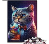 Jigsaws 1000 Pieces for Adults Cat with Bow 1000-Piece Jigsaw Puzzle for Family & Friends, Brain-Teasing Challenge size 38x26cm