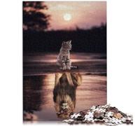Jigsaws 1000 Pieces for Adults Cats Are Lions puddle family fun games 26x38cm Educational Game for Birthday Chrismas for 14 year olds