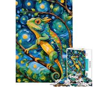 Jigsaws 1000 Pieces for Adults Chameleon in Starry Night Adult Jigsaw Puzzle Toy Wall Decor Hand Speed Race Christmas Birthday Gifts (Size 38x52cm)