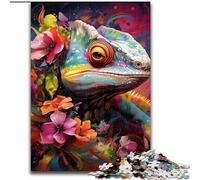 Jigsaws 1000 Pieces for Adults Chameleon Made of Wood, Relaxing Entertainment, Home Decor 50x75cm DIY Art Decor