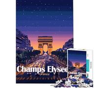 Jigsaws 1000 Pieces for Adults Champs Elysees Paris Night Scene Educational Games Learning Educational Toys Gifts For Birthdays A Work of Art (Size 38x26cm)