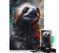 Jigsaws 1000 Pieces for Adults Charcoal Sloth Portrait Clean Fit Decor Brain Exercise Toy Cozy Time Play Birthday Fun Play (38x26cm)