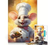 Jigsaws 1000 Pieces for Adults Chef Mouse Cooking Clean Fit Decor Brain Exercise Toy Cozy Time Play Birthday Fun Play (38x26cm)