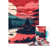 Jigsaws 1000 Pieces for Adults Cherry Blossom Japan Art Relaxing Games for Educational Game Challenge Toy Secret Santa Gifts Perfect Decoration (Size 38x26cm)