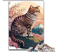 Jigsaws 1000 Pieces for Adults Cherry Blossom Tree Cat Challenging Puzzles size50x75cm Gift for Men And Women, Daily & Special Occasion