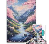 Jigsaws 1000 Pieces for Adults Cherry Blossom Valley Challenging Game Toys For Family Fun Gift For Birthdays (size 38x26cm)