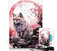 Jigsaws 1000 Pieces for Adults Cherry Blossom Wolf Animal Clean Fit Decor Brain Exercise Toy Cozy Time Play Birthday Fun Play (38x52cm)