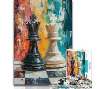 Jigsaws 1000 Pieces for Adults Chess Oil Painting Puzzles,Toys Educational Games Stress Relieving Unique Birthday And Gifts 38x26cm
