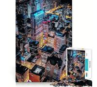 Jigsaws 1000 Pieces for Adults Chicago Cityscape at Night Clean Fit Decor Brain Exercise Toy Cozy Time Play Birthday Fun Play (50x75cm)