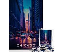 Jigsaws 1000 Pieces for Adults Chicago Illinois Shared Joyful Family Experience Wonderful Christmas Surprise Gifts (50x75cm)