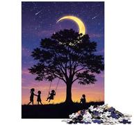 Jigsaws 1000 Pieces for Adults Children Under The Moonlit Tree Help The Brain Exercise Wall Decoration Educational Toy Suitable for People Aged 14 And Above (38x52cm)