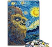 Jigsaws 1000 Pieces for Adults Chimpanzee Under The Night Sky Challenging Game And Family Play with Fully Interlocking Randomly Shaped Pieces 26x38cm