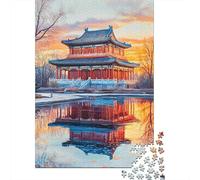 Jigsaws 1000 Pieces for Adults Chinese Temple Reflections Jigsaw for Adults Relax Games But Fun And Humorous Challenging Game Gifts 70x50cm/1000pcs