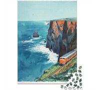 Jigsaws 1000 Pieces for Adults Cliffside Ocean Train Ride Jigsaw for Adults Relax Games But Fun And Humorous Challenging Game Gifts 52x38cm/1000pcs