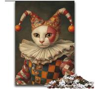 Jigsaws 1000 Pieces for Adults Clown Cat,Stress Reliever Difficult Challenge Every Piece Is Unique - Challenging Family Fun Game 38x52cm