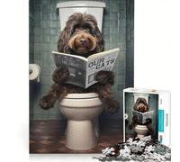 Jigsaws 1000 Pieces for Adults Cockapoo on The Toilet, Educational Games, Difficult And Challenge, Unique Challenge Game 50x75cm