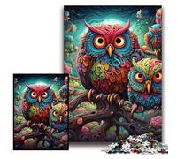 Jigsaws 1000 Pieces for Adults Color Owl cardboard Puzzles 26x38 cm Ideal for Lover, Perfect Christmas, New Year, Valentine's Gift