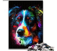 Jigsaws 1000 Pieces for Adults Colored Border Collie Made of Wood, for Teenagers Age Group 14+, Home Decor 50x75cm for Birthdays, Holidays, And Special Occasions