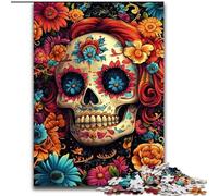 Jigsaws 1000 Pieces for Adults Colored Skull, Stress Relief with Fully Interlocking Randomly Shaped Pieces for And 14 Years Old (Size 50x75cm)