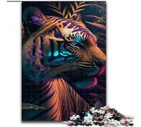 Jigsaws 1000 Pieces for Adults Colorful Abstract Tiger Made of Wood, Perfect Christmas & New Year Gift, 50x75cm Engaging Family Game Night Activity