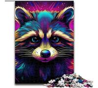 Jigsaws 1000 Pieces for Adults Colorful Art Raccoon Jigsaw Puzzles for Adults 1000 Skill Level Beginner, Great for Birthday (Size 26x38 cm)