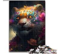 Jigsaws 1000 Pieces for Adults Colorful Art Tiger 1000 Piece Jigsaw for Teenagers Family Educational Games Home Decoration Gift (Szie 50x75 cm)