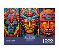 Jigsaws 1000 Pieces for Adults Colorful Aztec Art Prints Jigsaws for Adults Hands-on Game Difficult Challenge Challenging Game Gifts 52x38cm/1000pcs
