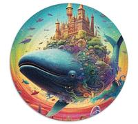 Jigsaws 1000 Pieces for Adults Colorful Blue Whale Round Jigsaw Challenging DIY Art for Enthusiasts, for Relaxation (67.5x67.5cm)