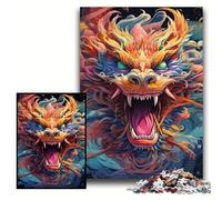 Jigsaws 1000 Pieces for Adults Colorful Chinese Dragon Puzzles for Adults 50x75 cm Perfect for Christmas, Halloween, Easter, New Year
