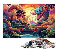 Jigsaws 1000 Pieces for Adults Colorful Chinese Dragon Puzzles for Adults Fun at Home Activities, Birthday Present, Travel Gifts 26X38CM/10.23x14.96inch
